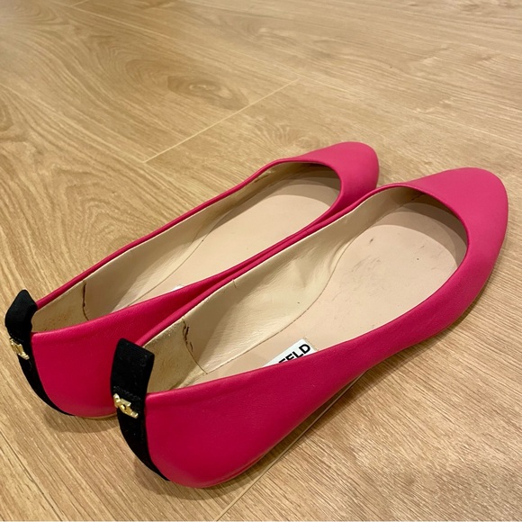 Karl Lagerfeld Paris Vada Rose Coloured Round Toe Leather Flats - Picture 6 of 9